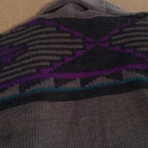 Gray, Purple, and Turquoise tribal print sweater